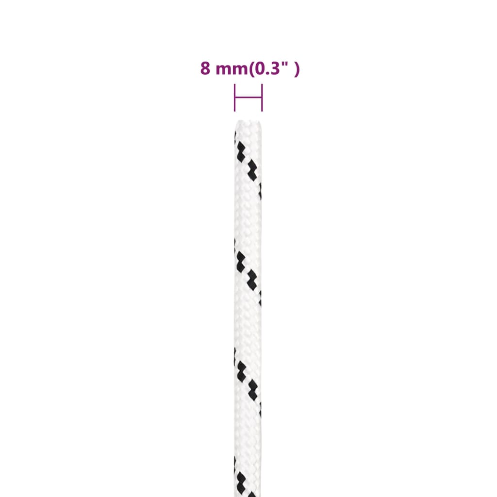 Braided Boat Rope White 8 mmx25 m Polyester