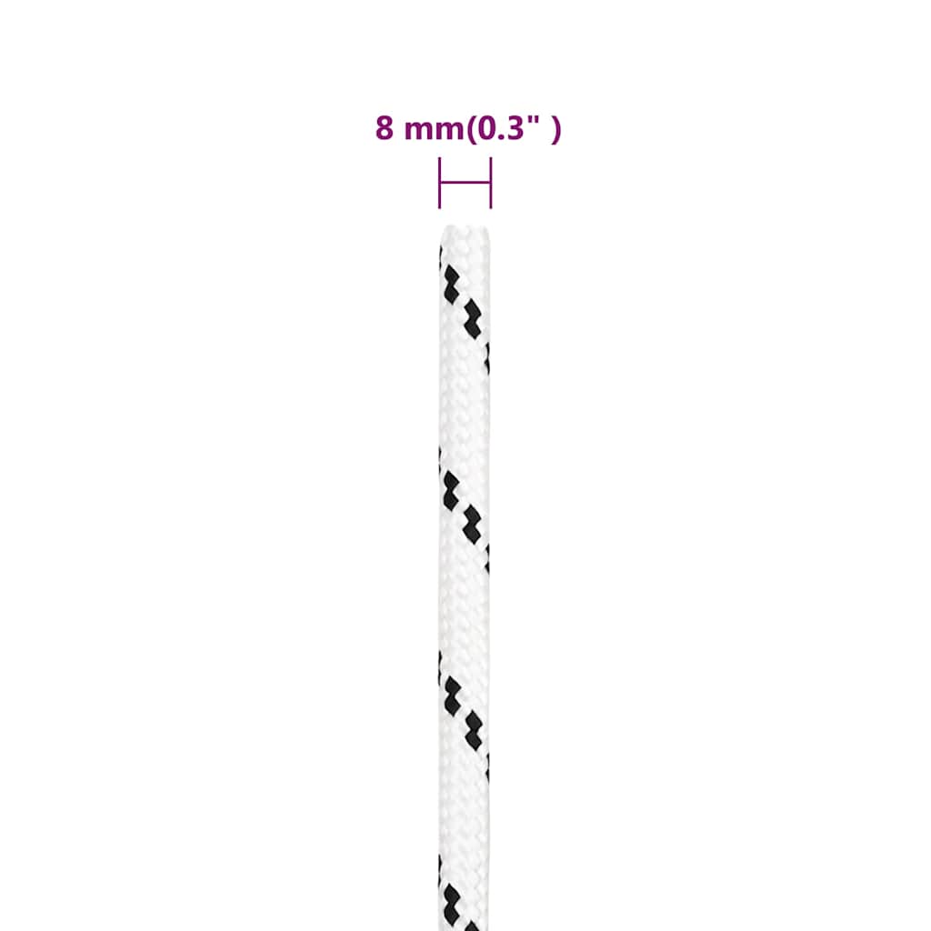 Braided Boat Rope White 8 mmx25 m Polyester