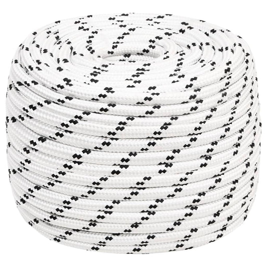 vidaXL Braided Boat Rope White 12 mmx25 m Polyester