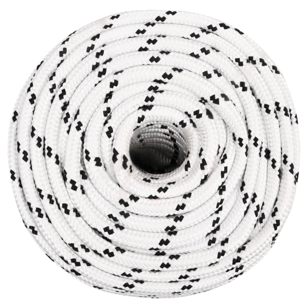 vidaXL Braided Boat Rope White 12 mmx25 m Polyester