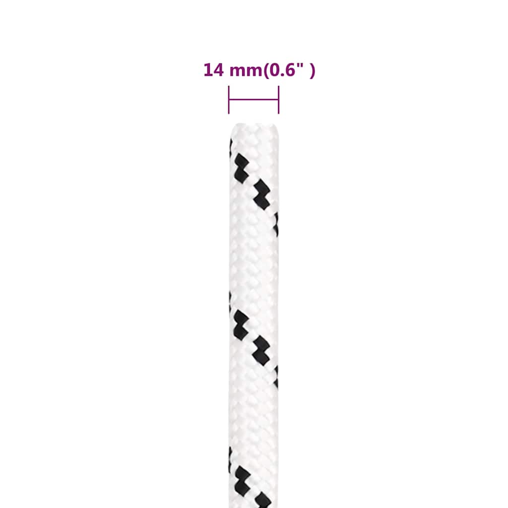 Braided Boat Rope White 14 mmx100 m Polyester