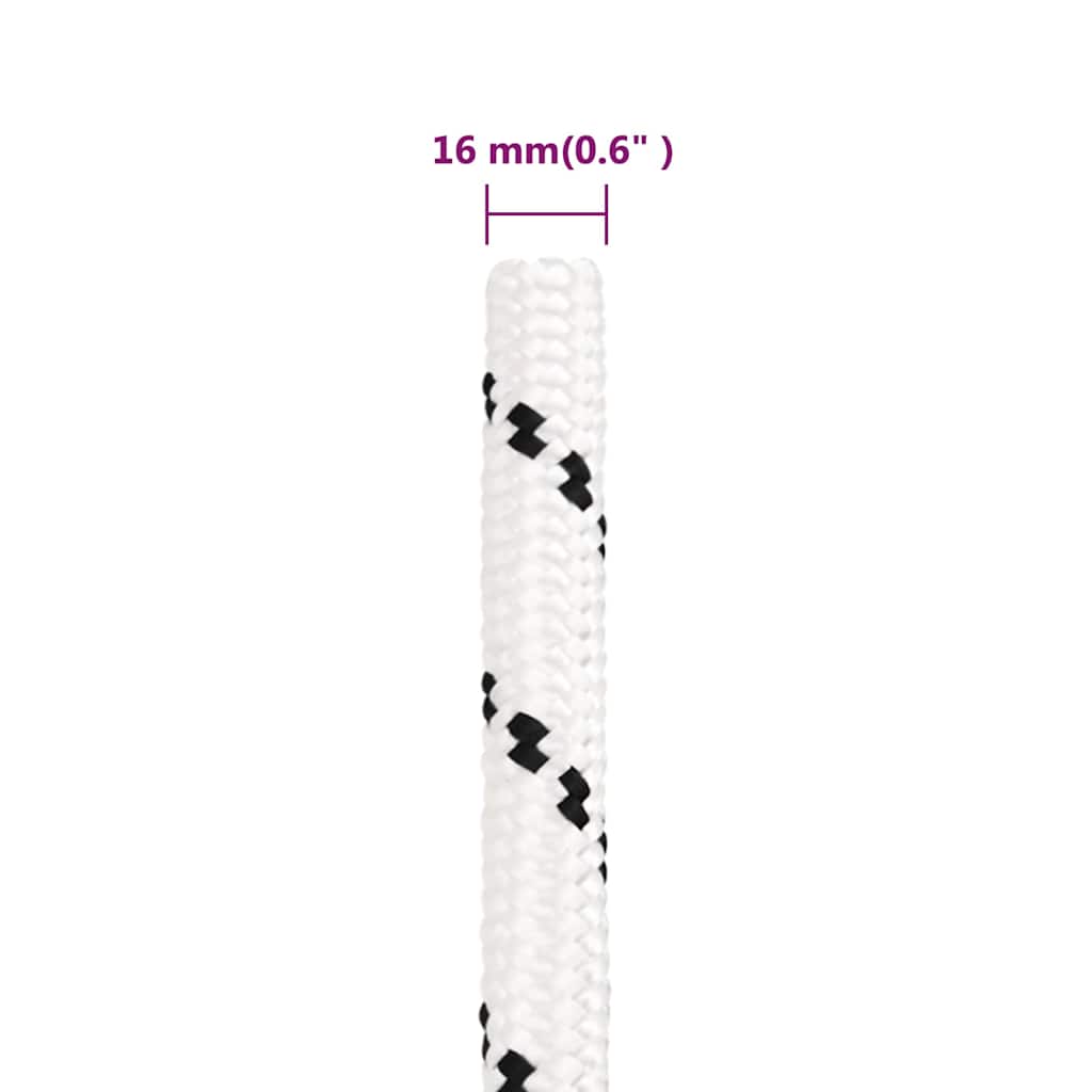 Braided Boat Rope White 16 mmx25 m Polyester