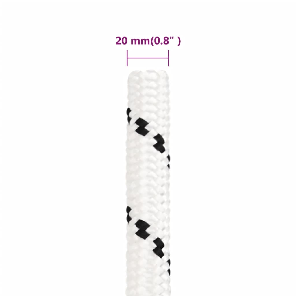 vidaXL Work Rope White 20 mm 25 m Polyester