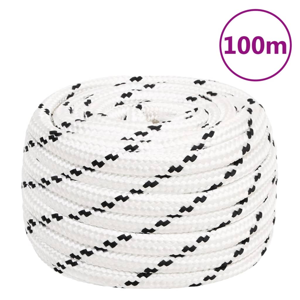 vidaXL Braided Boat Rope White 20 mmx100 m Polyester