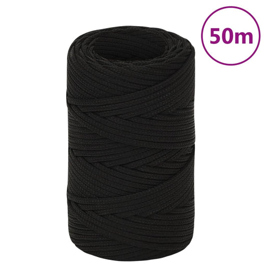 vidaXL Work Rope Black 2 mm 50 m Polyester