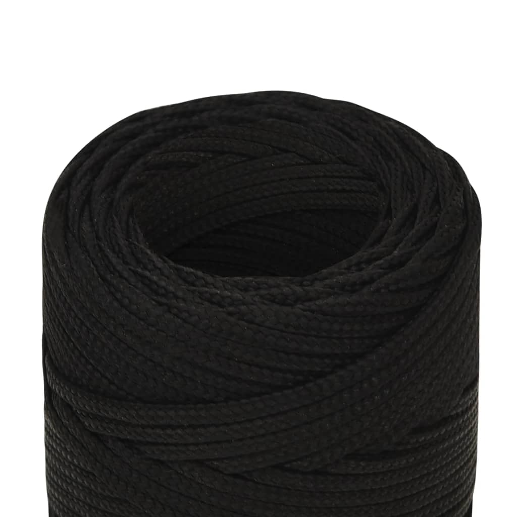 vidaXL Work Rope Black 2 mm 100 m Polyester