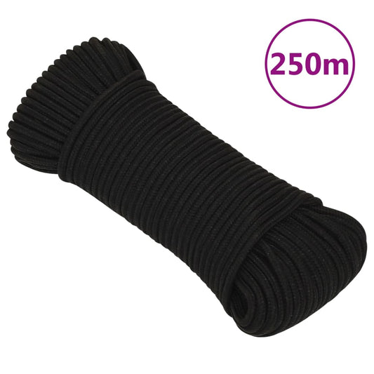 vidaXL Work Rope Black 3 mm 250 m Polyester