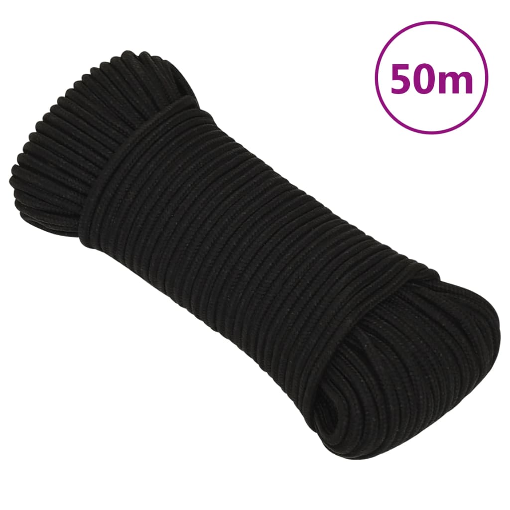 vidaXL Work Rope Black 4 mm 50 m Polyester