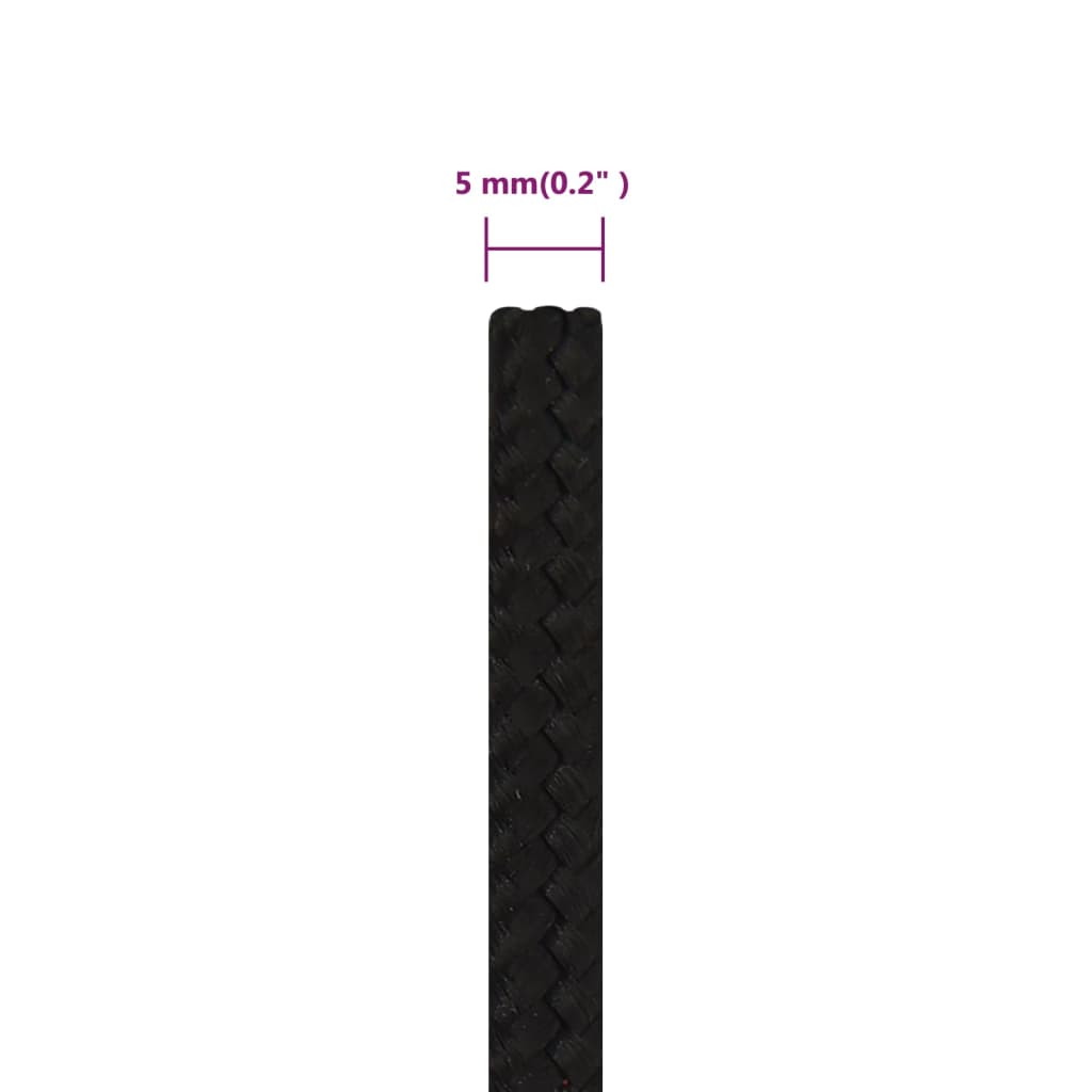 vidaXL Work Rope Black 5 mm 50 m Polyester