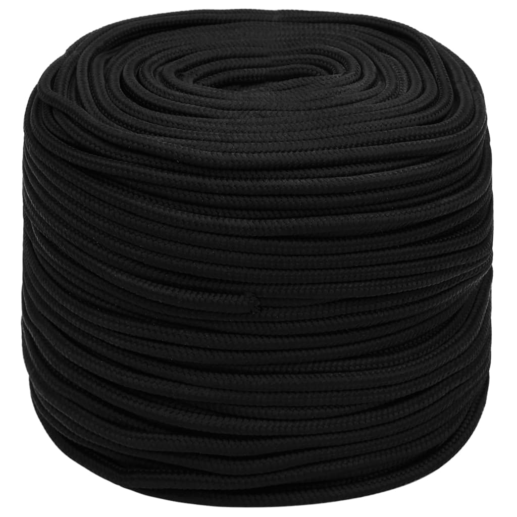 vidaXL Work Rope Black 6 mm 100 m Polyester