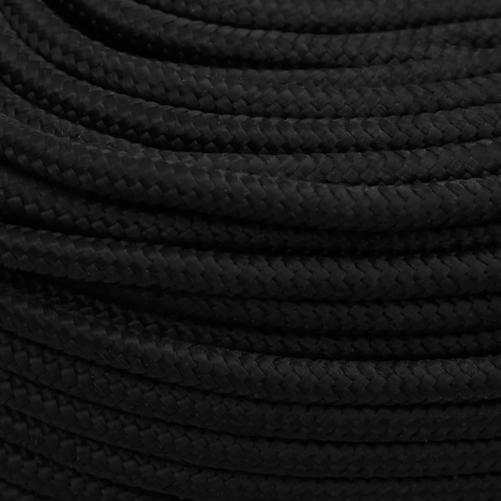 vidaXL Work Rope Black 6 mm 250 m Polyester