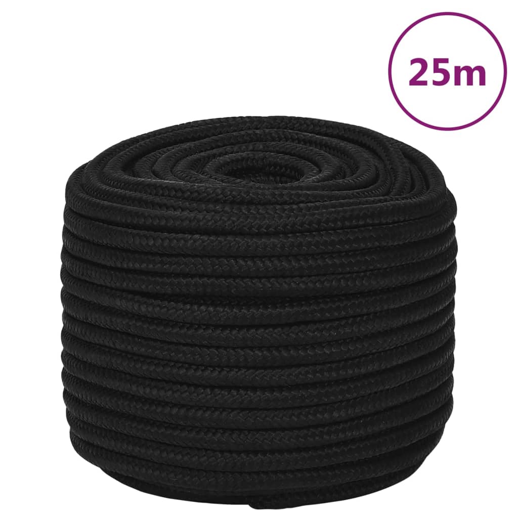 vidaXL Work Rope Black 12 mm 25 m Polyester