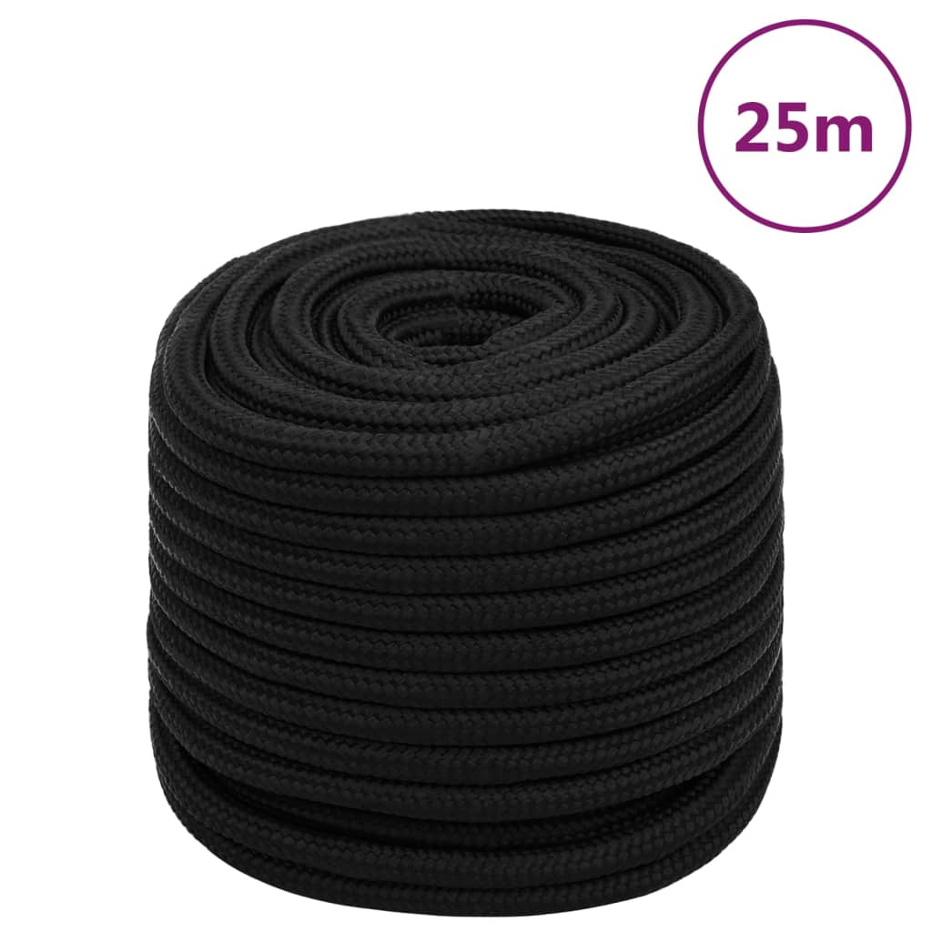 vidaXL Work Rope Black 16 mm 25 m Polyester