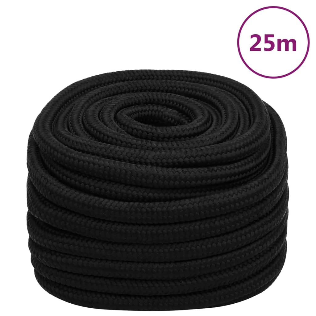 vidaXL Work Rope Black 20 mm 25 m Polyester