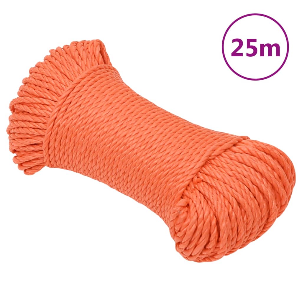 vidaXL Work Rope Orange 6 mm 25 m Polypropylene