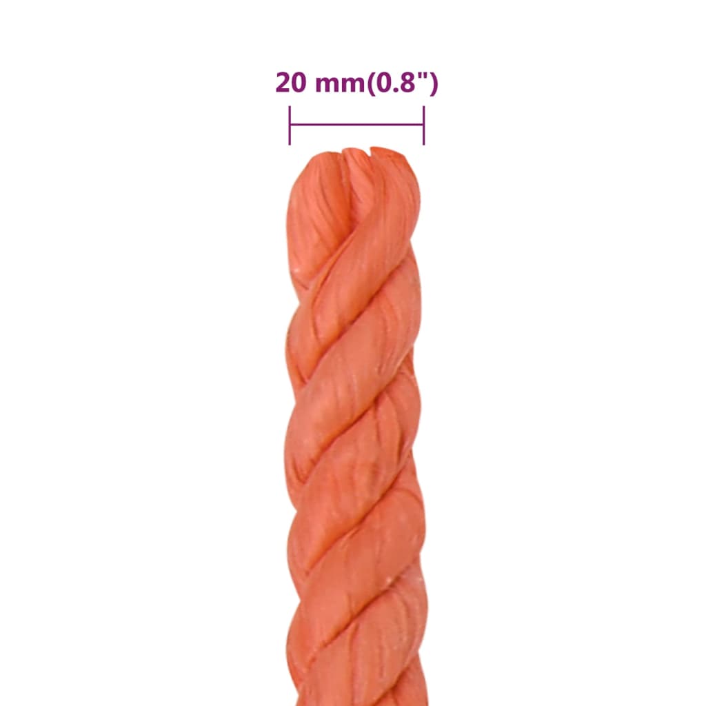 vidaXL Work Rope Orange 20 mm 25 m Polypropylene