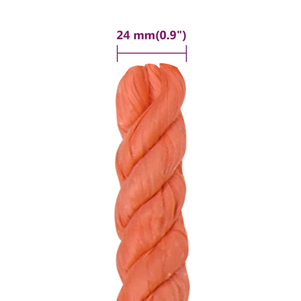 vidaXL Work Rope Orange 24 mm 50 m Polypropylene