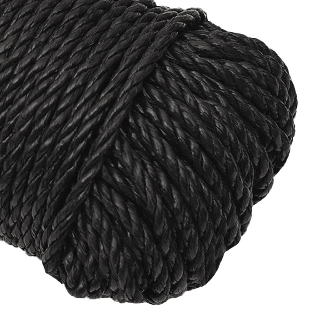 vidaXL Work Rope Black 3 mm 50 m Polypropylene