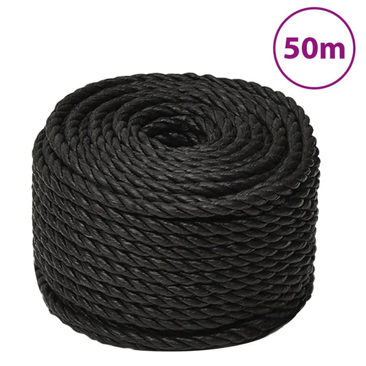 vidaXL Work Rope Black 10 mm 50 m Polypropylene