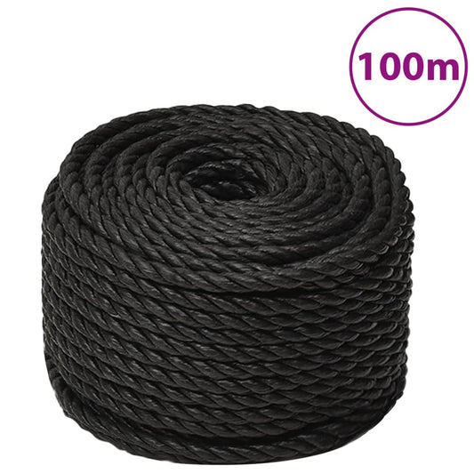 vidaXL Work Rope Black 14 mm 100 m Polypropylene