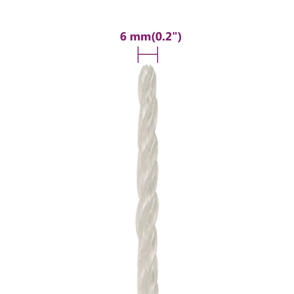 vidaXL Work Rope White 6 mm 250 m Polypropylene