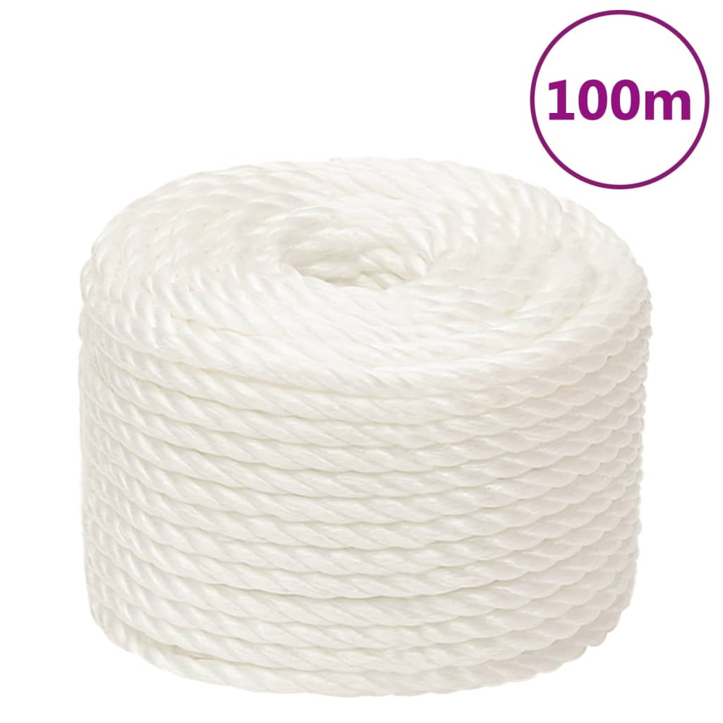 vidaXL Work Rope White 10 mm 100 m Polypropylene