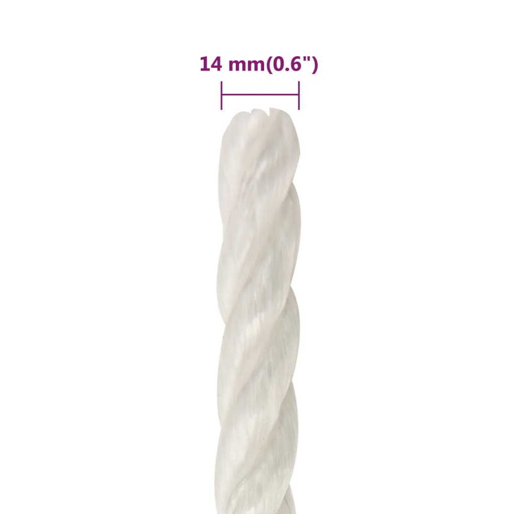 vidaXL Work Rope White 14 mm 250 m Polypropylene