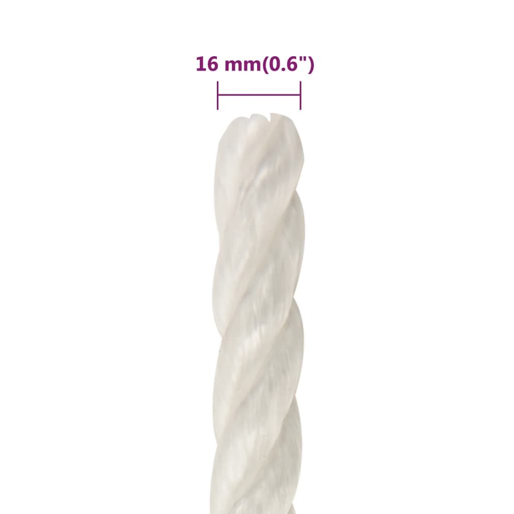 vidaXL Work Rope White 16 mm 25 m Polypropylene