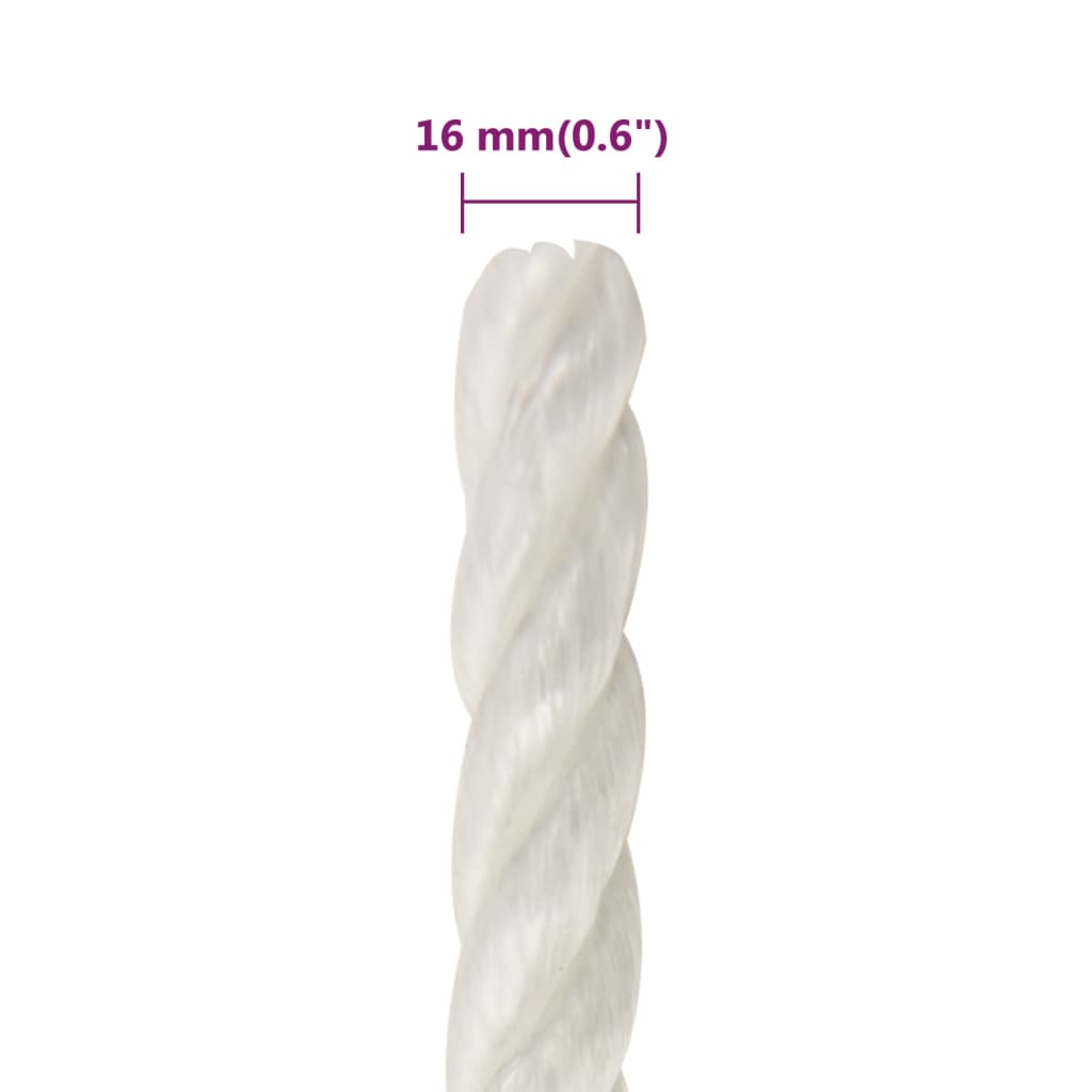 vidaXL Work Rope White 16 mm 50 m Polypropylene