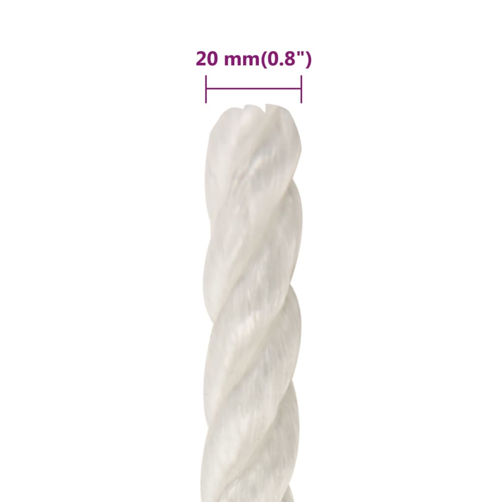 vidaXL Work Rope White 20 mm 25 m Polypropylene