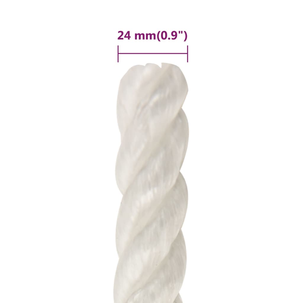 vidaXL Work Rope White 24 mm 25 m Polypropylene