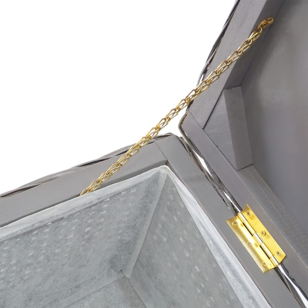 vidaXL Storage Box Grey 110 cm Natural Kubu Rattan & Solid Wood Mahogany