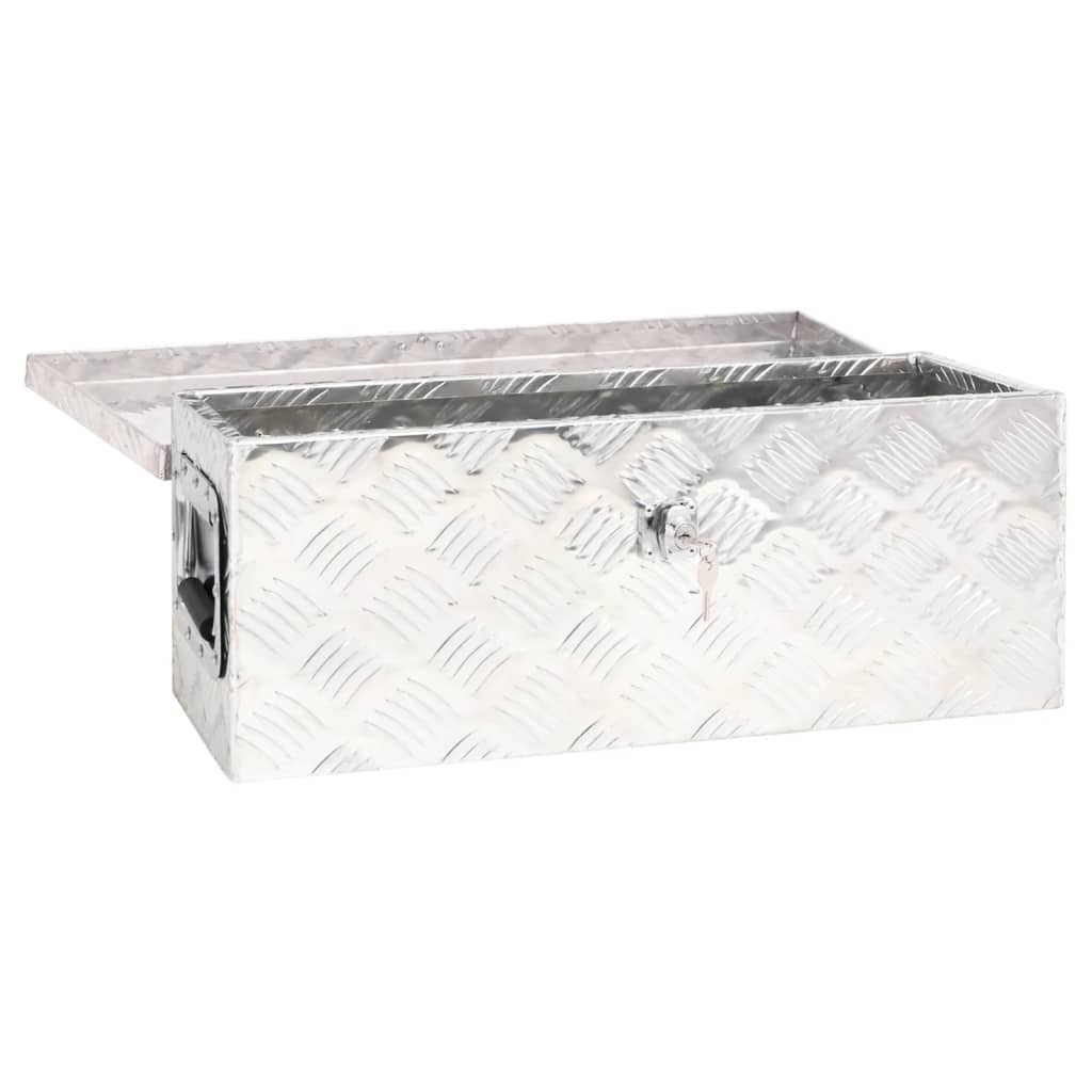vidaXL Storage Box Silver 60x23.5x23 cm Aluminium