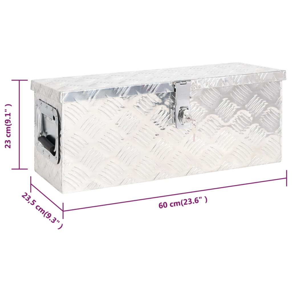 vidaXL Storage Box Silver 60x23.5x23 cm Aluminium