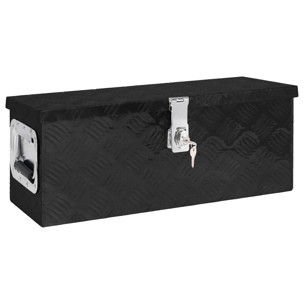 vidaXL Storage Box Black 60x23.5x23 cm Aluminium