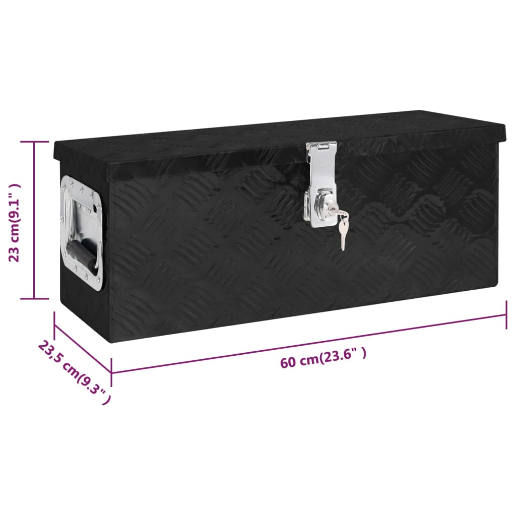 vidaXL Storage Box Black 60x23.5x23 cm Aluminium
