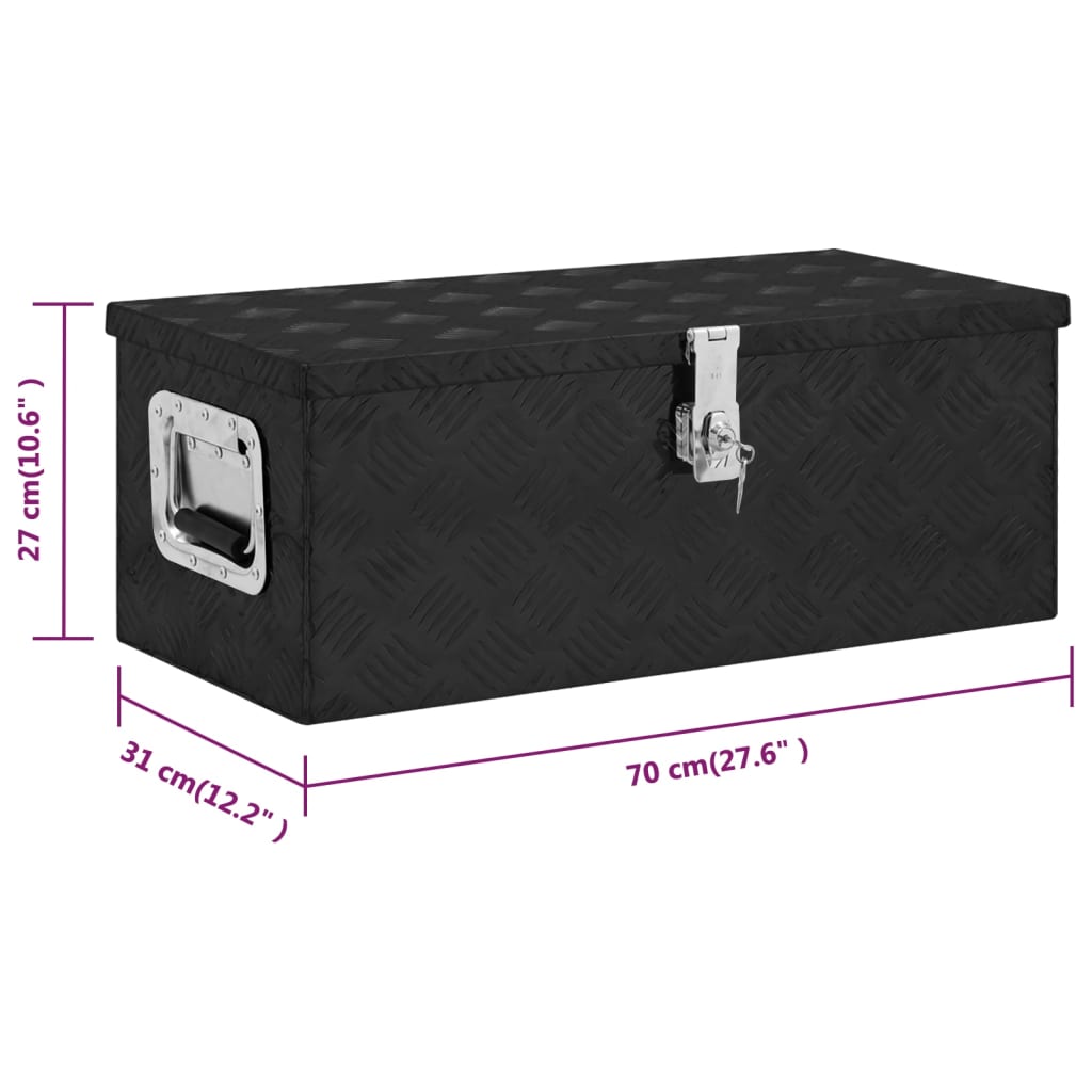 vidaXL Storage Box Black 70x31x27 cm Aluminium