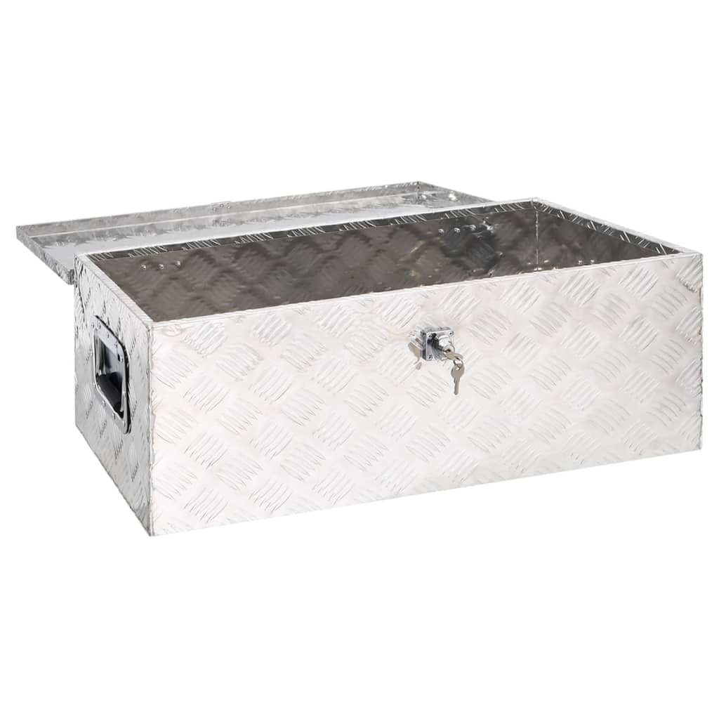 vidaXL Storage Box Silver 80x39x30 cm Aluminium