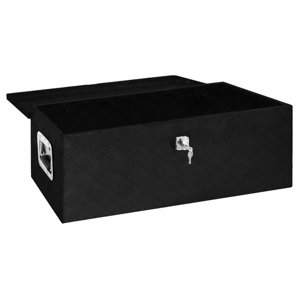 vidaXL Storage Box Black 80x39x30 cm Aluminium