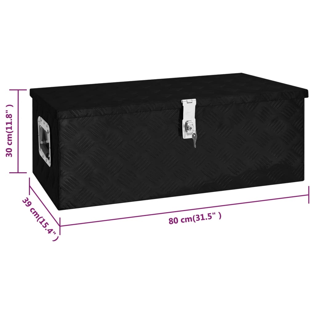 vidaXL Storage Box Black 80x39x30 cm Aluminium