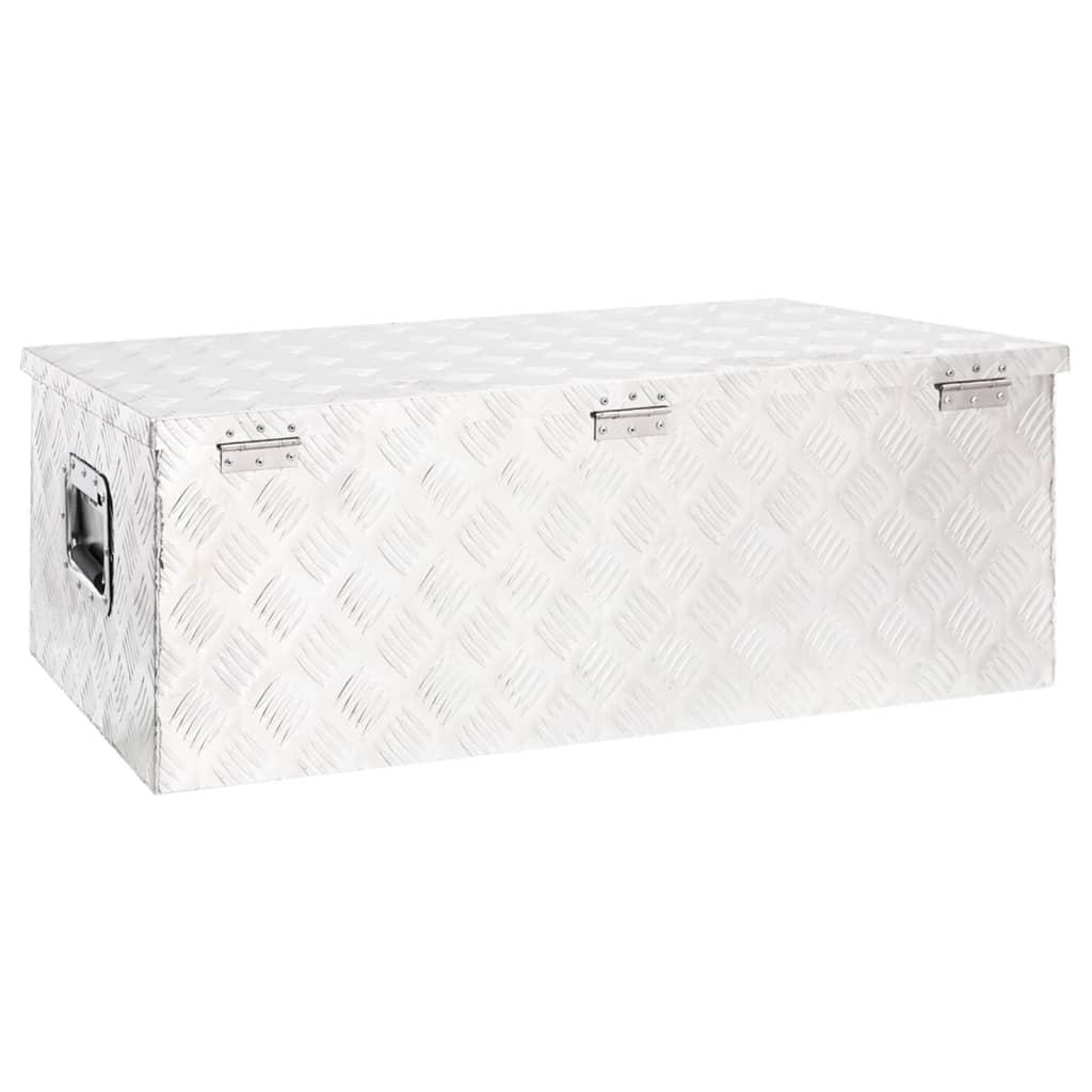 vidaXL Storage Box Silver 90x47x33.5 cm Aluminium