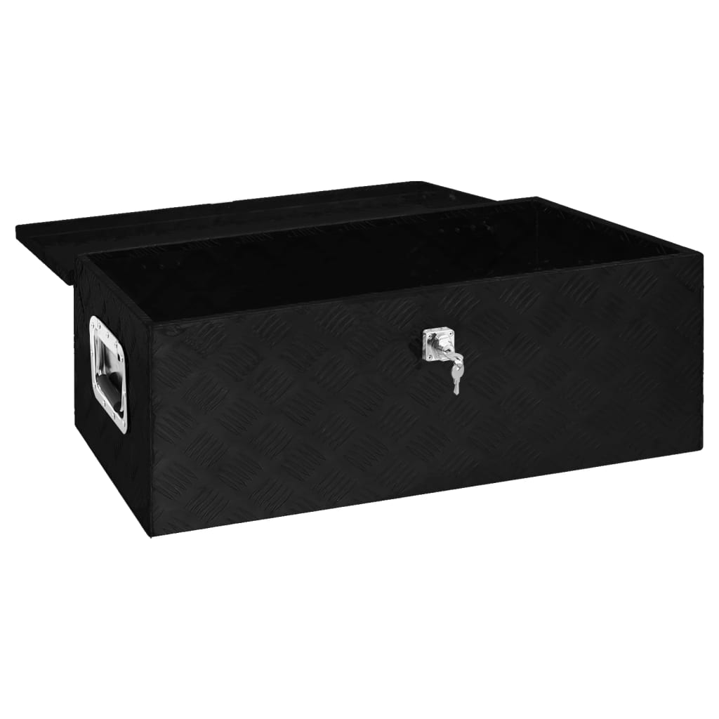 vidaXL Storage Box Black 90x47x33.5 cm Aluminium