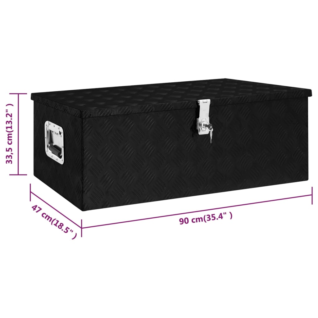 vidaXL Storage Box Black 90x47x33.5 cm Aluminium