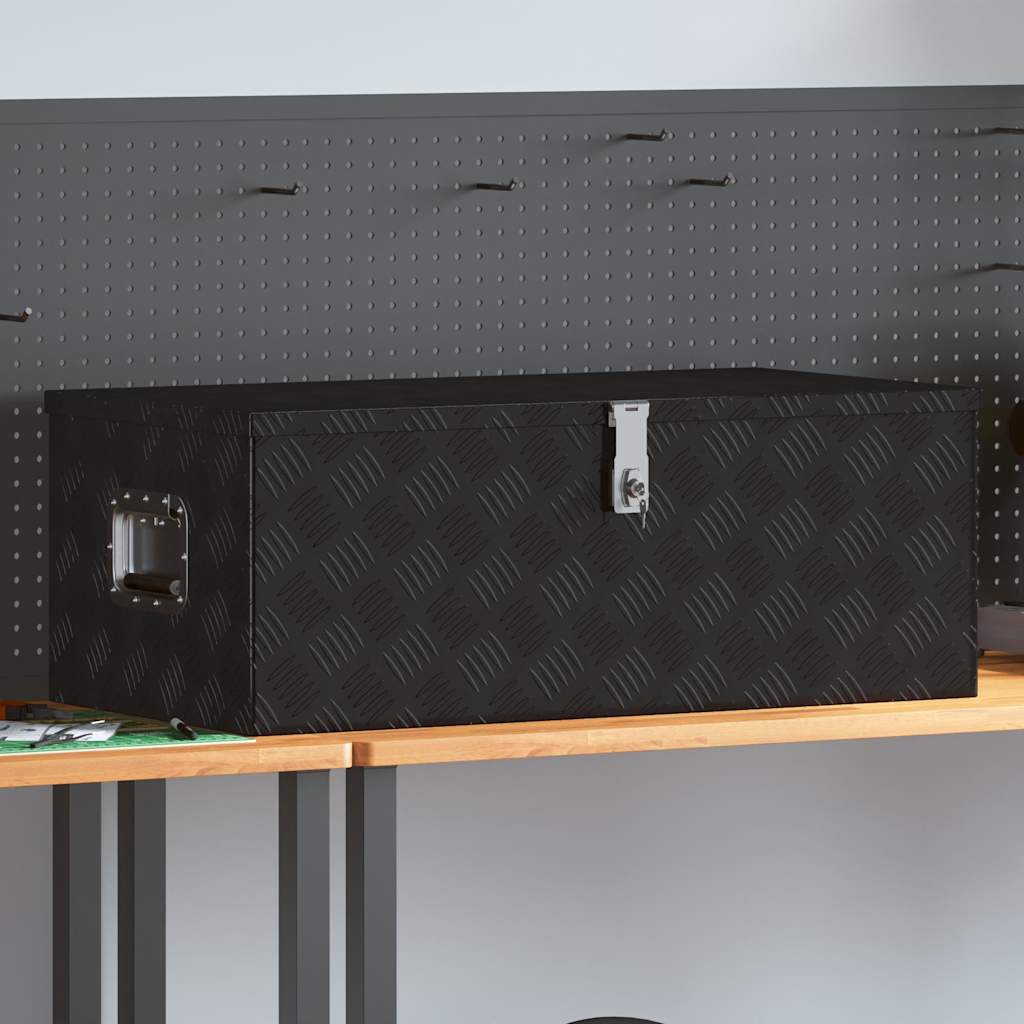 Storage Box Black 90x47x33.5 cm Aluminium