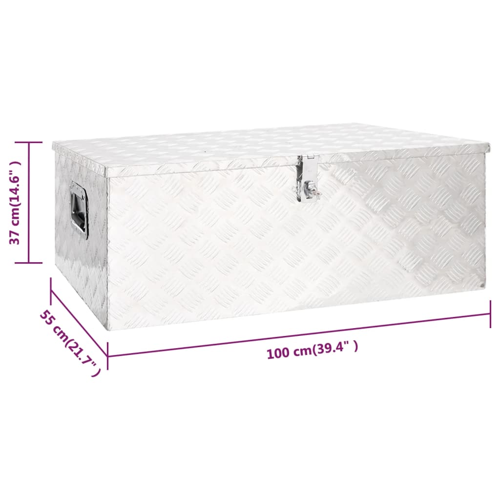 vidaXL Storage Box Silver 100x55x37 cm Aluminium
