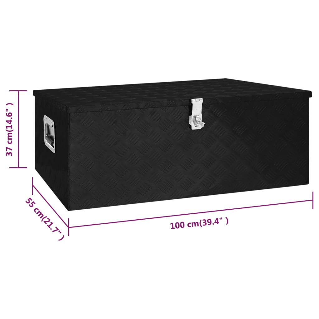 vidaXL Storage Box Black 100x55x37 cm Aluminium