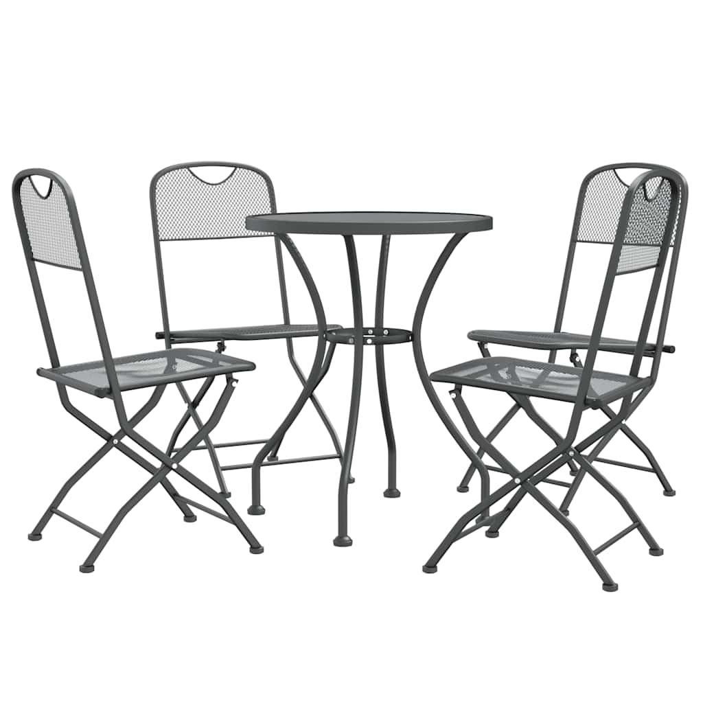 5 Piece Garden Dining Set Expanded Metal Mesh Anthracite