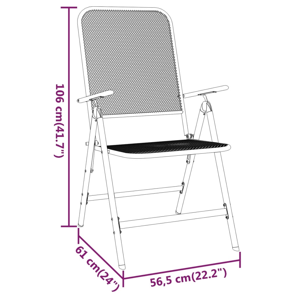 Garden Dining Set | Anthracite | Expanded metal mesh | Medium | Foldable