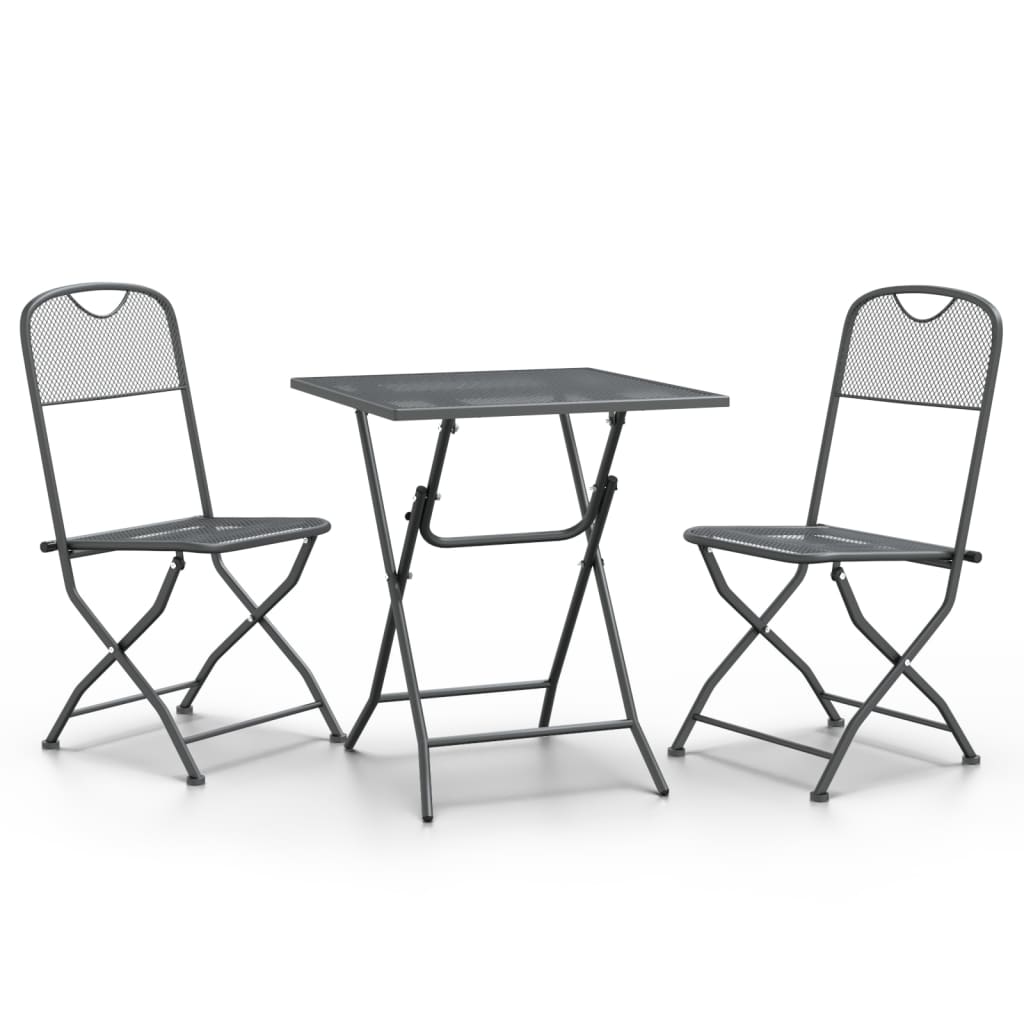 Garden Dining Set | Anthracite | Expanded metal mesh | Small |  Foldable
