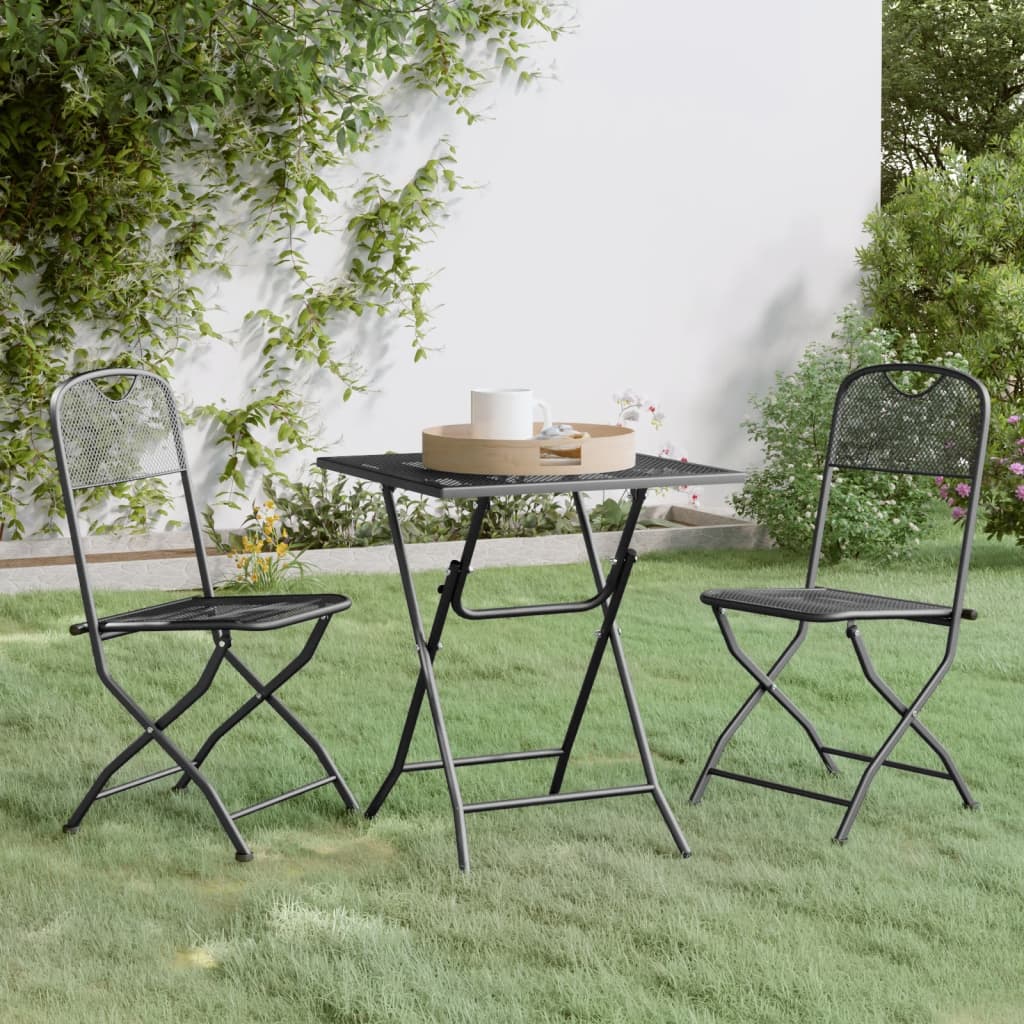Garden Dining Set | Anthracite | Expanded metal mesh | Small |  Foldable
